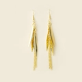 Exaggerated golden multi-layer leaf earrings with long chain fringe tassels - Long Rhombus / Gold