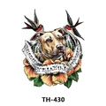 Waterproof tattoo sticker TH-430 featuring bulldog, swallows and Loyalty banner design - Th-430 / 210*148mm