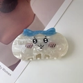 Pince à cheveux chat en acétate marbré crème avec un nœud bleu et un visage mignon - 10# Chat au Sommet Bleu