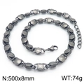 Dark grey vacuum plated 8mm hexagonal link titanium steel necklace for men - Oxidized Black Necklace