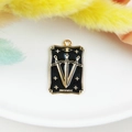 Gothic black enamel Tarot Judgement pendant with gold details for jewelry DIY - Judgement