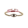 Fashionable gold-plated Evil Eye charm bracelet with adjustable red braided cord for women - Gold Beads Red Rope