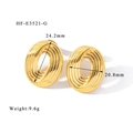 Dettaglio orecchini dorati con texture a spirale e dimensioni di 24,2 mm di altezza - Stile Ovale a Spirale (HF-E3521-G) / Oro