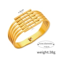 Golden titanium steel multi-layer hollow bangle with matte and polished textures - Gold Multi-layer Frosted Open Bangle