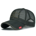 Dunkelgraue Mesh-Baseballkappe mit KUBIZ-Stickerei und atmungsaktivem Ganznetz-Design - Armeegrün
