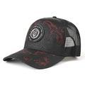 Atmungsaktive rot-schwarze Mesh-Baseballkappe mit Leoparden-Emblem und Schlangenmuster - L(58-60cm) / Burgunderrot