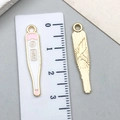Golden alloy thermometer charms with pink and white enamel finish for DIY jewelry - Pink Thermometer