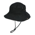 Dettaglio cappello cowboy in denim nero con occhielli metallici e laccio regolabile - Taglia unica / Nero