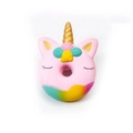 Pink unicorn donut slow rebound toy with golden horn and colorful mane details - Pink Unicorn Donut