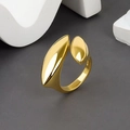Macro detail of S925 hallmark on minimalist 18K gold plated asymmetric water drop ring - Adjustable Open / Style B Gold