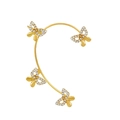 Golden butterfly ear cuff with shimmering white zircons and a sleek C-shaped ring - Butterfly Ear Wrap (5103365510280)
