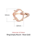 Rose gold S925 sterling silver ring setting for 10x14mm oval gemstones DIY jewelry - Stone Size 10*14mm / Rose Gold