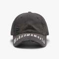 Distressed dark gray baseball cap with UNKNOWN WORLD embroidery on the brim - Dark Gray