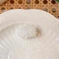 Cute realistic white rice cluster hair clip with glossy resin finish for women - Rice Bowl Design (Silver Clip)