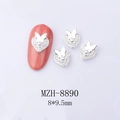 Detail view of 8x9.5mm alloy heart and butterfly nail art charm with white pearls - Silver 3D Butterfly Pearl Heart (8890)