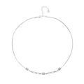Collana minimalista in acciaio al titanio argento con catena a serpente e chiusura tonda - N305042-Catena Combinata Minimalista d'Argento