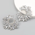 Silver radiant sunburst earrings with sparkling crystals for elegant fashion - Alloy/Rhinestone / Silver Sunflower