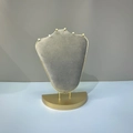 Gray velvet necklace display stand with gold metal frame for jewelry storage - Necklace Bust - Semi-Round Base (Grey)