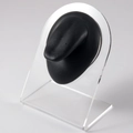 Professional black silicone ear model on clear acrylic stand for piercing jewelry display - Black-Tongue