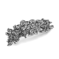 Vintage zilveren bloemen haarklem met antieke afwerking en gegraveerde Noordse bloemen - Antiek Zilver