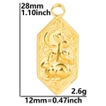 Pendente esagonale dorato con coniglio e luna in acciaio con dimensioni e peso - Colore Oro - Solo Ciondolo