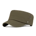 Berretto militare verde oliva in cotone con fori di ventilazione e stemma in metallo - Regolabile / Verde Militare