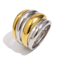Anello multistrato bicolore minimalista in acciaio inossidabile con fasce oro e argento - US 6 / Oro/Argento Bicolore