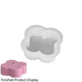 Stampo in silicone quadrifoglio con esempio di candela a fiore rosa finita a mano - Stile 4 Fiore