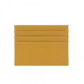 Slim yellow pebbled leather business card holder with multiple slots and durable stitching - Yellow