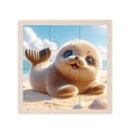 Educational 9-piece wooden jigsaw puzzle with a cute cartoon seal theme for kids - Sea Lion Shape