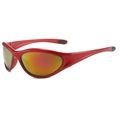 Y2K sporty cycling sunglasses with a glossy red frame and orange mirrored lenses - Red Frame Red Mirror