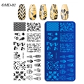 Rectangle nail stamping plate OMD-02 featuring ice cream and floral patterns - OM-D02 Ice Cream Dessert Flower (OM-D02)