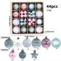 44pcs Christmas ball ornaments set in silver, pink, light blue and white color scheme - 616-47 (Silver Pink Blue Set - 44pcs) / 3+6cm