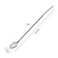 Silver 304 stainless steel straw spoon with twisted handle and dimensions 22.5cm - Threaded Pointed Spoon - Silver