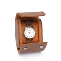 Brown PU leather travel watch box with three slots and velvet interior for storage - 1 Slot Cross Pattern Brown
