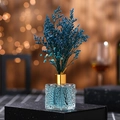 Blue reed diffuser with dried flowers and essential oil in a square glass bottle - Ocean Love / 80ml/Blue Oil+Blue Flower