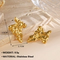 Golden irregular geometric earrings with lava texture in polished stainless steel - Gold Irregular Lava Stud Earrings