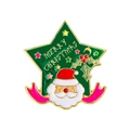 Star-shaped green Christmas enamel pin with Santa Claus and Merry Christmas text - Star Merry Christmas Santa Claus (CZ0135-3)