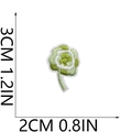 Detailed view of small green and white flower embroidery patch with size measurements - No.24 (Green White Clover)