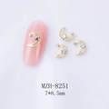 Detail of 7x8.5mm gold crescent moon nail charms with AB rhinestones for nail art - Hollow Iridescent Moon Style (8251)