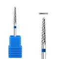Macro detail of alloy nail drill bit OMWGY13 with blue ring and cross-cut texture - Blue Ring Cylindrical Drill Bit (OMWGY13)