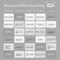 Set de 60 pegatinas washi literarias en blanco y negro para decoración de diario - Librería en Blanco y Negro