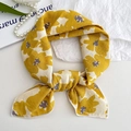 Floral cotton linen scarf in yellow and white, elegant floral pattern neckerchief - Graffiti Flower Yellow