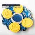 Molde para galletas de Navidad festoneado con motivos de Papá Noel, de 5,2 cm - Molde de corte de encaje redondo