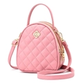 Bolso acolchado rosa con herrajes dorados y elegante hebilla de trébol para mujer - Rosa