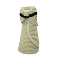 Close-up of foldable woven sun hat texture in beige showing portable storage design - Off White