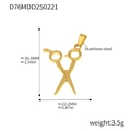 Golden stainless steel scissors pendant dimensions 39.8mm x 22.2mm weighing 3.5g - Gold Scissors Shape Style (D76)