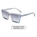 Square oversized sunglasses with transparent blue frame and gradient gray lenses for men - Transparent Blue Frame / Gradient Grey Lenses