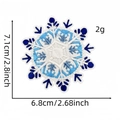 Detailed blue snowflake embroidery patch measuring 7.1cm x 6.8cm for DIY clothing decor - Snowflake Patch 9#