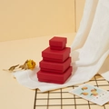 Set of four red textured paper jewelry gift boxes in various sizes for rings and necklaces - Red